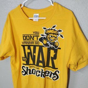 Gildan Wichita State University WSU Shockers T-Shirt Mens Size L Yellow Black